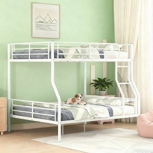 Luxystar Full XL Over Queen Bunk Bed, Metal Frame with Safety Guardrails, Split into Two Standalone Beds for Apartment - 1 of 4