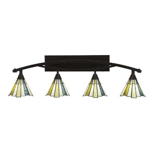 Toltec Lighting Bow 4 - Light Vanity in  Bronze with 7" Sea Ice Art Glass Shade - 1 of 1