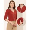 Allegra K Women's Contrast V Neck Collared Roll Up Long Sleeve Chiffon Office Shirt - 2 of 4