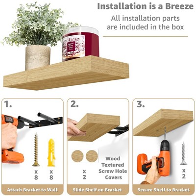 Maple Wood Floating Wall Shelves for Living Room and Bedroom