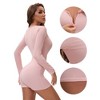 INSPIRE CHIC Women's Long Sleeves Shapewear Tummy Control Front Zipper Ribbed Leotard Jumpsuit - 3 of 4
