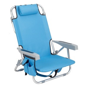 VisioGear Outdoor Portable Chairs, Folding Beach Chair with Side Pouches, Foldable Camping Chair with Headrest, Blue, 24.8"*25.6"*32.28" - 1 of 4