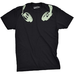 Mens Glow In the Dark Headphones T shirt Cool Music Lover DJ Funny Graphic Tee - Crazy Dog Men's T Shirt - 1 of 4