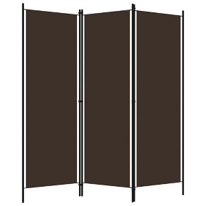 vidaXL 3-Panel Freestanding Room Divider in Brown - Polyester and Iron Material - Indoor Partition and Privacy Screen - Modern Industrial Style - 1 of 4