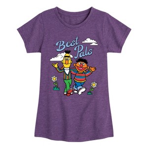 Girls' - Sesame Street - Bert Ernie Best Pals Fitted Short Sleeve Graphic T-Shirt - 1 of 4