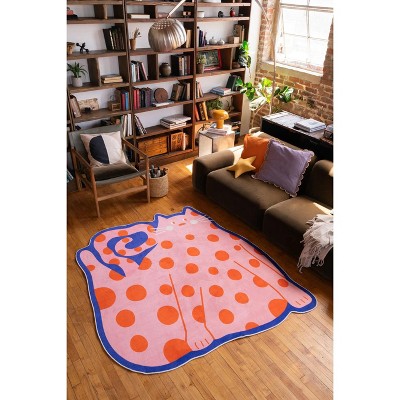 Lany Space Polka dots Funky Cat Rug by Becca Franks