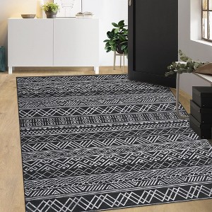 Boho Machine Washable Area Rug Modern Geometric Non-Slip Accent Rug Farmhouse Carpet - 1 of 4