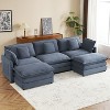 Whisen 112" Modern Design Modular Sofa Couch Upholstered Corduroy L-Shape Sectional Sofa with Two Movable Ottomans and Side Storage Pockets - 3 of 4