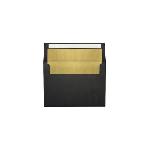 LUX A7 Foil Lined Invitation Envelopes 5 1/4x7 1/4  Black w/Gold Lining FLBK4880-04-50 - image 1 of 1