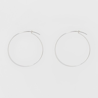 Thin Medium Hoop Earrings - A New Day™ Silver