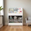 Mshliw Kids Bookshelf with Storage Bins & Drawer, 3-Tier Wooden Book Organizer for Toys & Books, White Toddler Bookcase for Playroom - 2 of 4