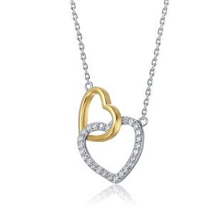 Guili Charming Kids' sterling silver double heart pendant necklace with sparkling clear cubic zirconia. A sweet and elegant gift for young hearts - 1 of 3