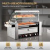 Winado 7 Rollers 1,200W 110V 18 Hot Dog Roller Grill with Cover and Bun Warmer - 3 of 4