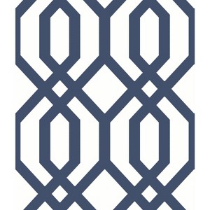 RoomMates Gazebo Lattice Navy Peel and Stick Wallpaper: Removable Adhesive, Geometric, Repositionable, 28.18 Sq Ft Coverage - 1 of 4