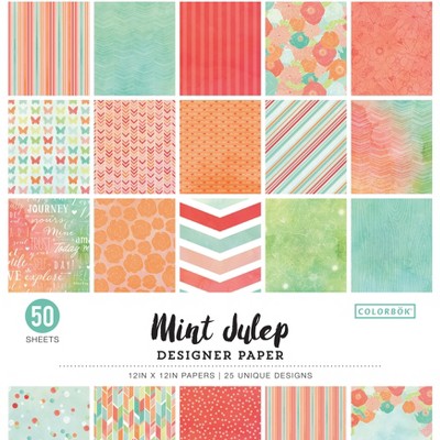 Colorbok 68lb Designer Single-Sided Paper 12"X12" 50/Pkg-Mint Julep, 25 Designs/2 Each