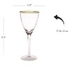 Classic Touch Set Of 6 Wine Glasses With Simple Gold Design - 3.5"D X 8.5"H - 2 of 3