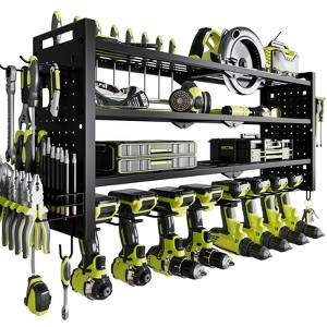 WOWLIVE Power Tools Organizer Wall Mount, Cordless Drill Organizer, 4 Layers Tool Rack for Garage, 8 Drill Holders - 1 of 4
