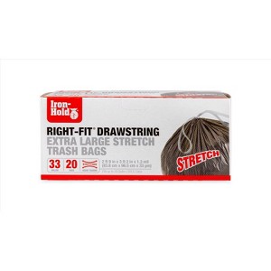 Iron-Hold - Right-Fit Trash Bags - Drawstring 20 pk 1.3 mil -  33 gal - Case of 8 - 1 of 1