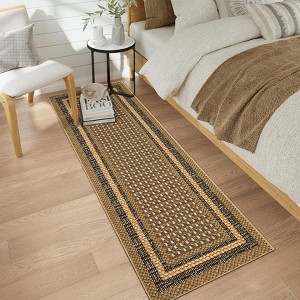 Geometric Living Room Rugs, Washable Bordered Print Soft Bedroom Carpet - 1 of 4