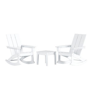 WestinTrends 3 Piece Set Outdoor Modern Rocking Chairs with Square Side Table - 1 of 4
