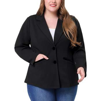 Agnes Orinda Women's Plus Size Button Down Notched Lapel Office Blazers