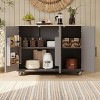 51 Inch Kitchen Island with Drop Leaf,Farmhouse Kitchen Island on Wheels with Internal Storage Rack-Maison Boucle - 2 of 4