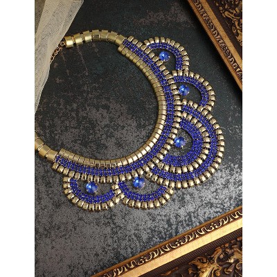 SOHI Women's Sapphire Blue The Corona Statement Necklace