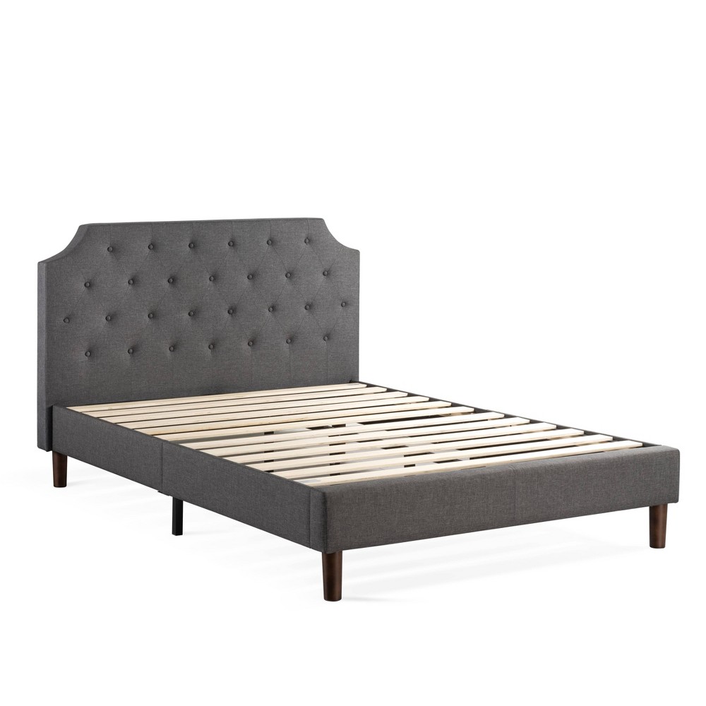 Photos - Bed Full Mavn Upholstered Platform , Modern Tufted Headboard Dark Gray - Me