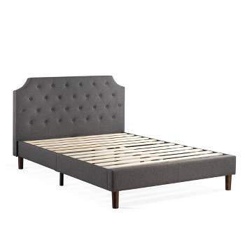 Mavn Upholstered Platform Bed, Modern Tufted Headboard Dark Gray - Mellow