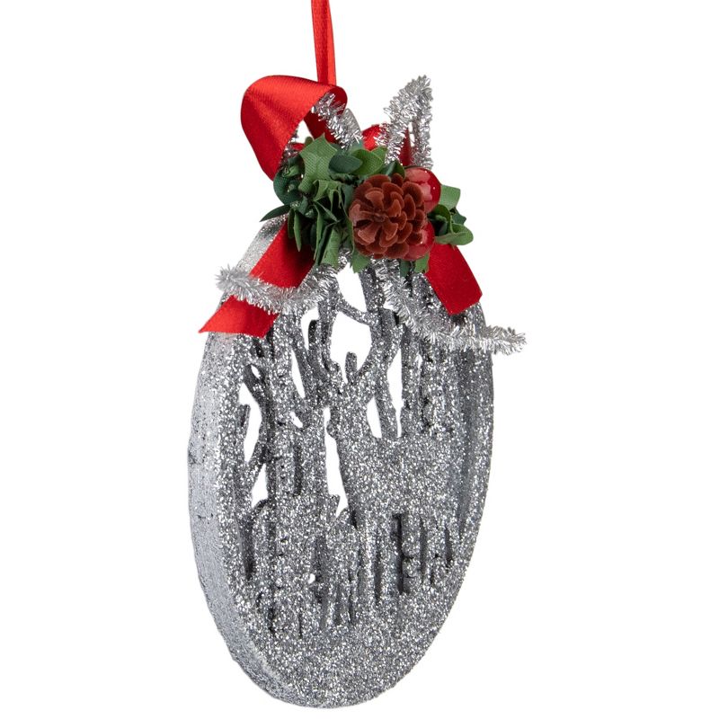 Northlight 4.5-Inch 2-D Silver Glitter Reindeer Family Silhouette Christmas Ornament, 3 of 5