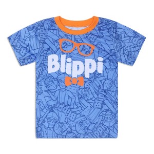 Blippi Boy's Short Sleeve Orange Eyeglasses and Bow Tie Print Tee Shirt, Blue, Size 12M - 1 of 4