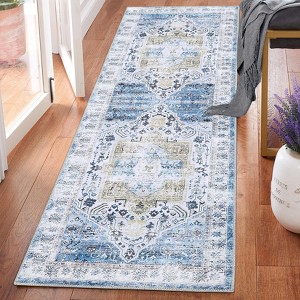 Washable Area Rug, Distressed Striped Living Room Rugs Non Slip Stain Resistant Indoor Carpet for Dining Room Bedroom Low Pile Farmhouse Rug - 1 of 4