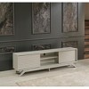 Vynxaria Mid Century Modern TV Stand, 67" Unit with 2 Sliding Door Cabinets and 2 Shelves, Grey Finish - 2 of 4
