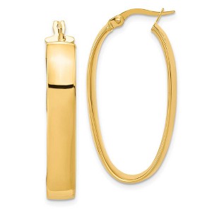 Black Bow Jewelry 6mm Polished 14k Yellow Gold Oval Hoop Earrings, 32mm (1 1/4 Inch) - 1 of 4