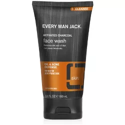 Every Man Jack Men's Skin Clearing Activated Charcoal Face Wash with Salicylic Acid and Coconut Oil - 5 fl oz