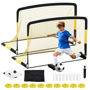 Orieon Soccer Goal Nets for Backyard – Portable Soccer Training Set with Ball, Pump, Cones & Stakes, 450D Oxford Fabric, Easy Setup for Kids & Adults - 1 of 4