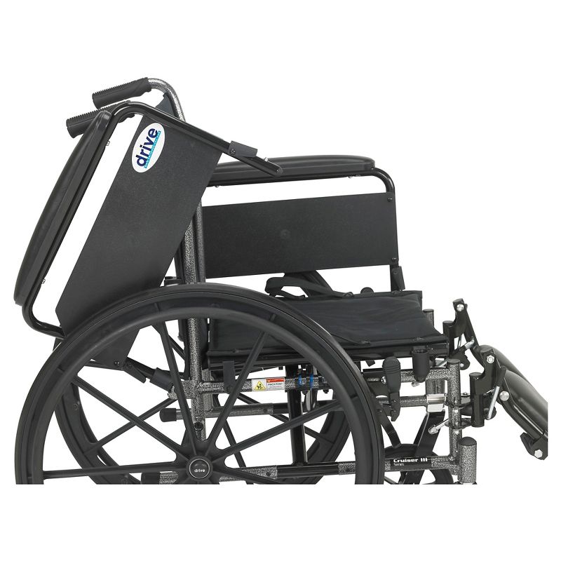 Drive Medical Cruiser III Light Weight Wheelchair with Flip Back Removable Arms, Full Arms, Elevating Leg Rests, 18" Seat, 3 of 4
