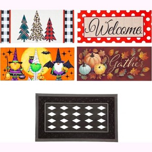Evergreen Indoor Outdoor Doormat Bundle Set of 5 - Frame and 4 Welcome Seasonal Inserts Halloween Christmas Thanksgiving - 1 of 4