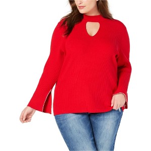 I.N.C International Concepts Womens Rhinestone Trim Knit Sweater, Red, 3X - 1 of 1
