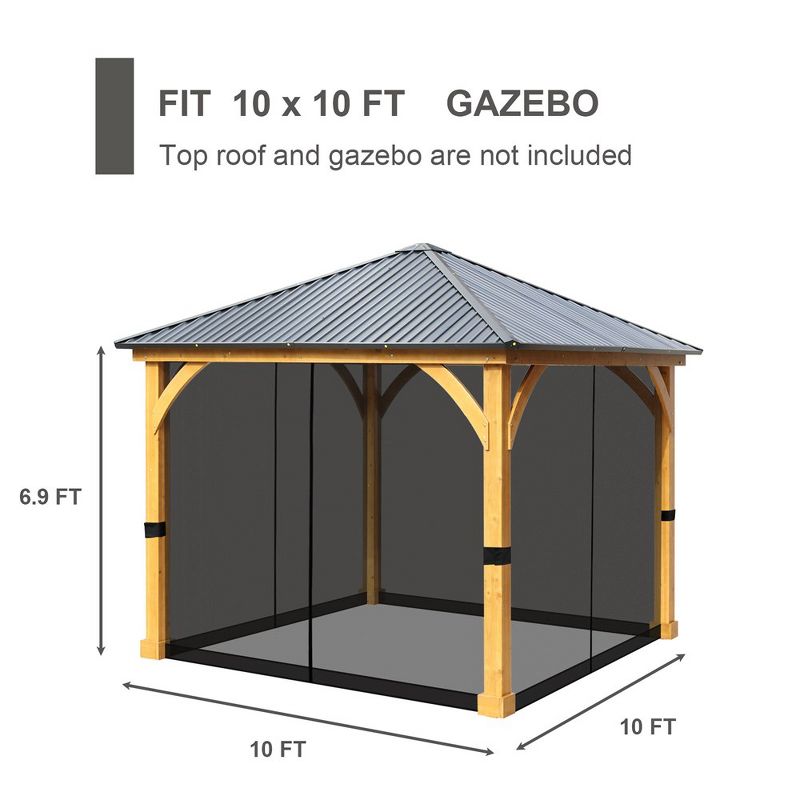 Aoodor Universal 10 x 10 ft. Gazebo Replacement Mosquito Netting Screen 4-Panel Sidewalls(Only Netting), 4 of 7
