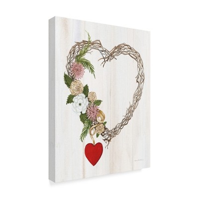 Trademark Fine Art -Kathleen Parr Mckenna 'Rustic Valentine Heart Wreath I' Canvas Art