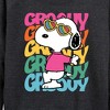 Women's - Peanuts - Groovy Stacked Lightweight French Terry Wide Neck Long Sleeve Shirt - 2 of 4