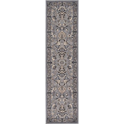 Gray/Ivory Reversible Indoor Runner with Traditional Medallion Design