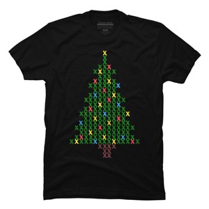 Men's Design By Humans Christmas Tree Cross Stitch By BettySue T-Shirt - 1 of 4