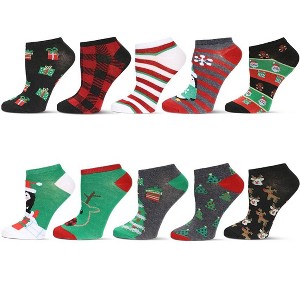 Memoi Women's 10 Pair Pack Holiday Low Cut Socks Black 9-11 - 1 of 4