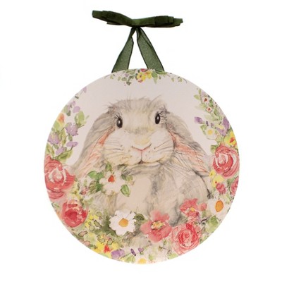 Home & Garden 21.5" Hello Bunny Door Decor Susan Winget Rabbit Flowers Magnet Works Ltd.  -  Decorative Door Danglers