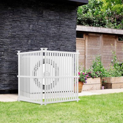 Fence Screens 2 Panels No Dig Fence Panel Kit Louvered Vinyl Fence 48" W x 36" H For Air Conditioning Housing Trash Can