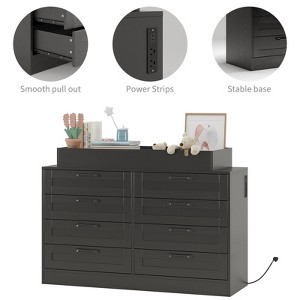 Changing Dresser with 8 Drawers – Wooden Nursery Dresser with Safety Rail & Open Shelf, Changing Table Station - 1 of 4