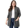 Agnes Orinda Women's Plus Size Lightweight Knit Open Front Long Sleeve Cardigans - 2 of 4