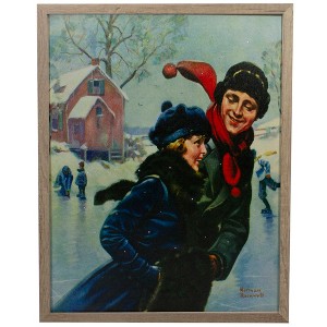Northlight 19" Fiber Optic Norman Rockwell 'Couple Ice Skating' Christmas Wall Art - 1 of 4